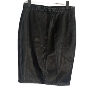 BlankNYC Black Vegan Leather 21" Pull On Pencil Straight Skirt Women SZ 6